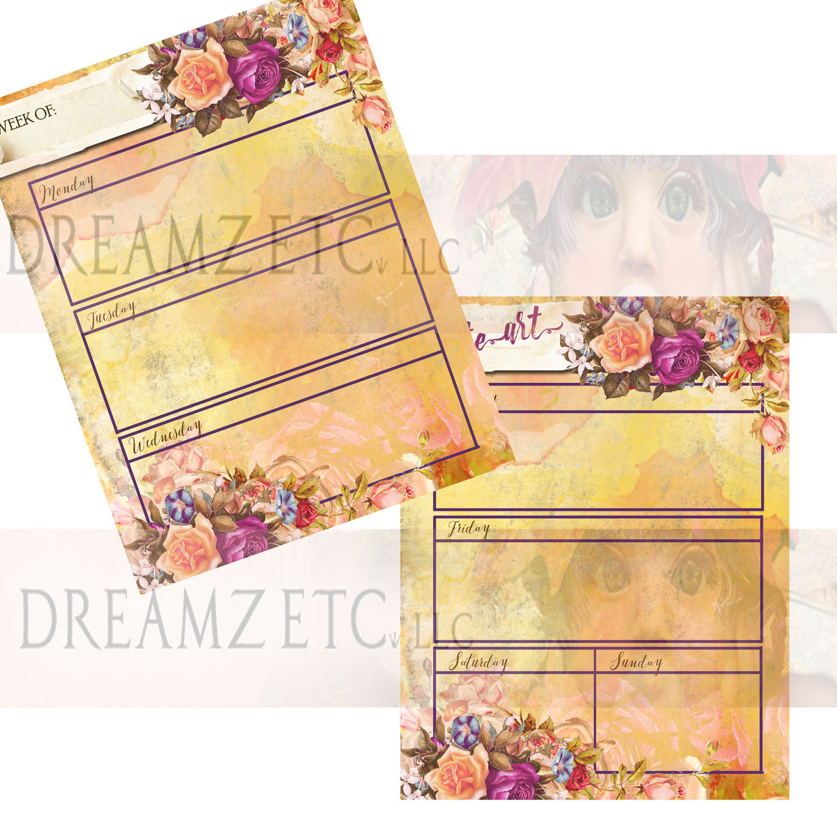 Floral Dreamz Planner - Week at a Glance - Printable