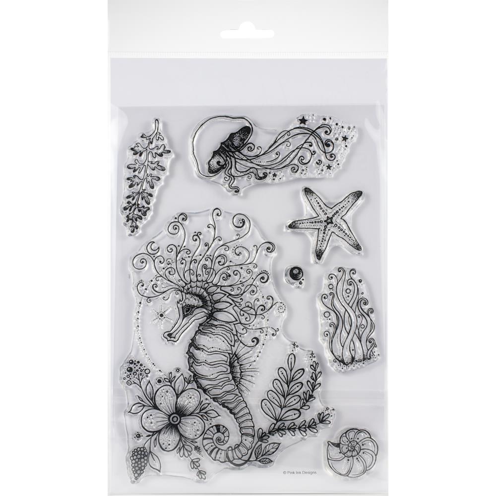 Pink Ink Designs - Seahorse Swirls - A5 Stamp
