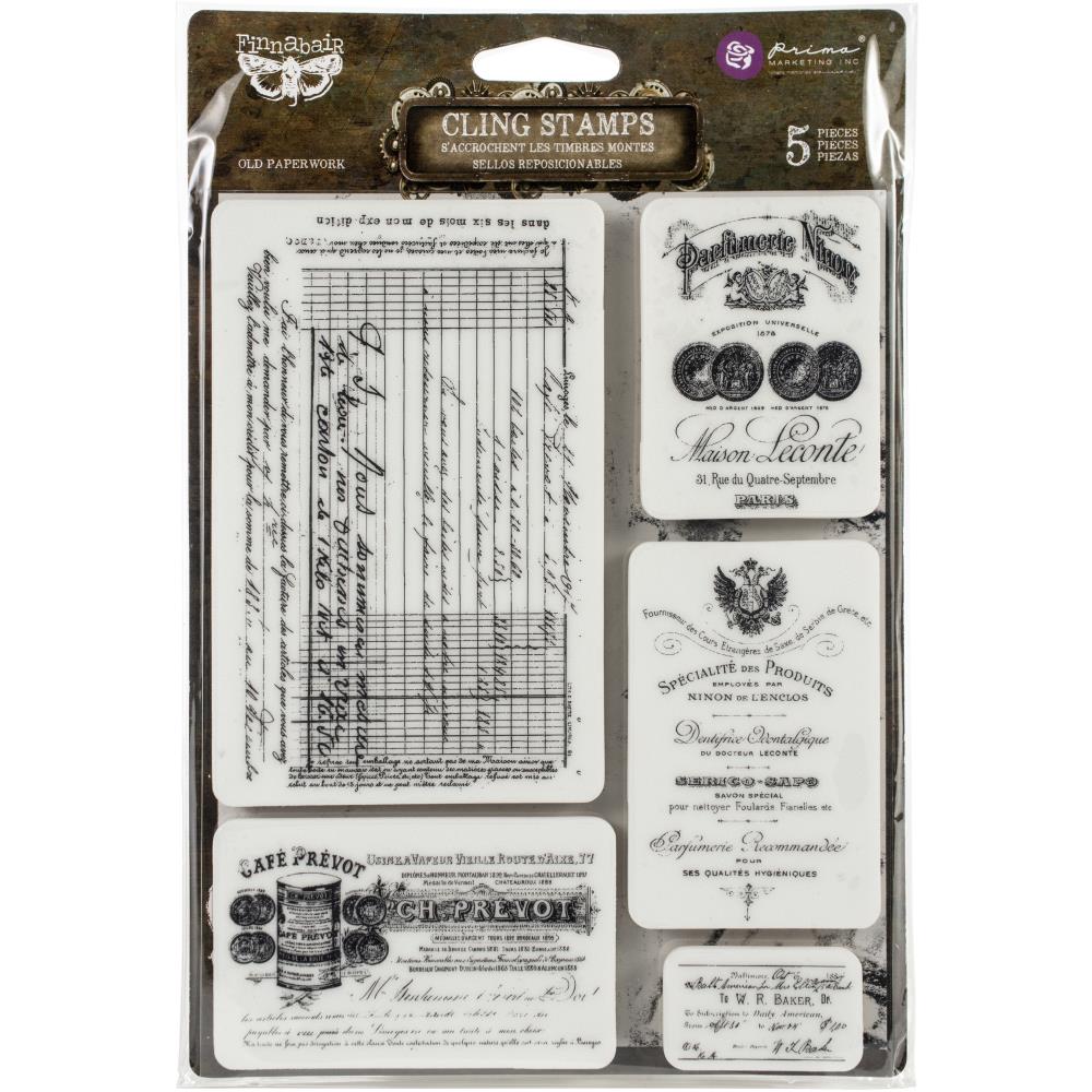 Prima Marketing - Finnabair - Cling Rubber Stamp Set - Old Paper Work