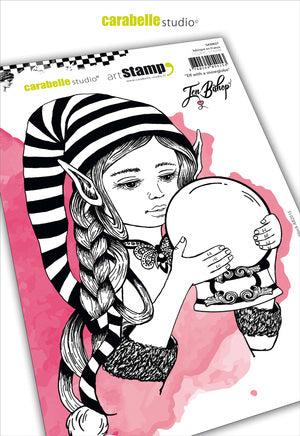 Carabelle Studio Cling Stamp A5 - "Elf with Snowglobe" - Jen Bishop *