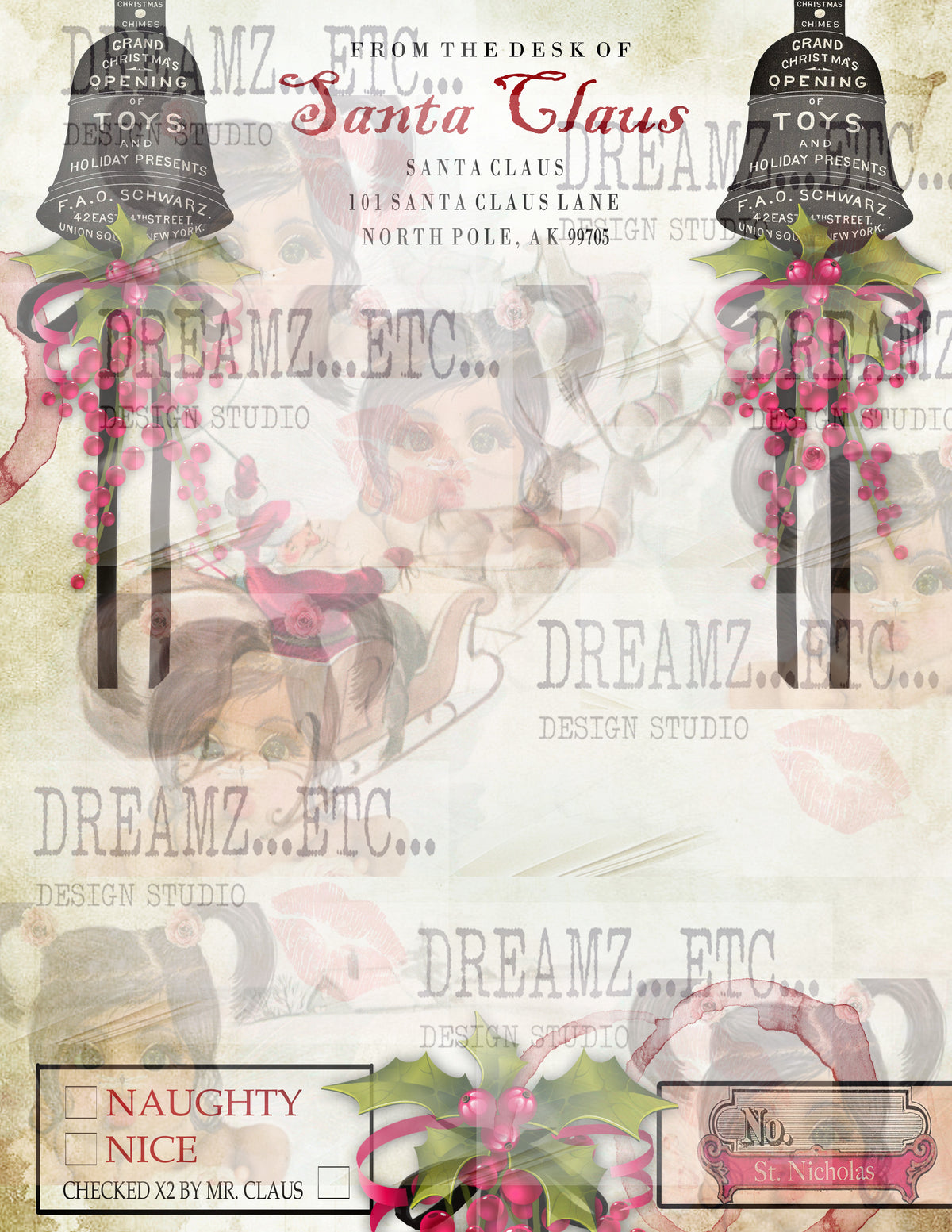Santa's Stationary - Digital Paper Pack