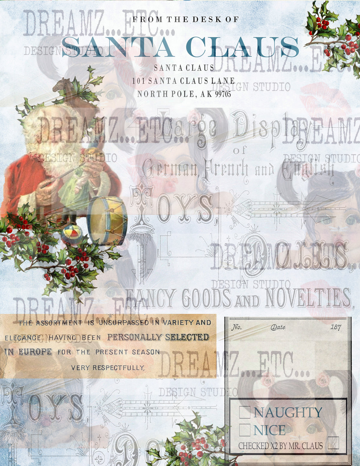 Santa's Stationary - Digital Paper Pack