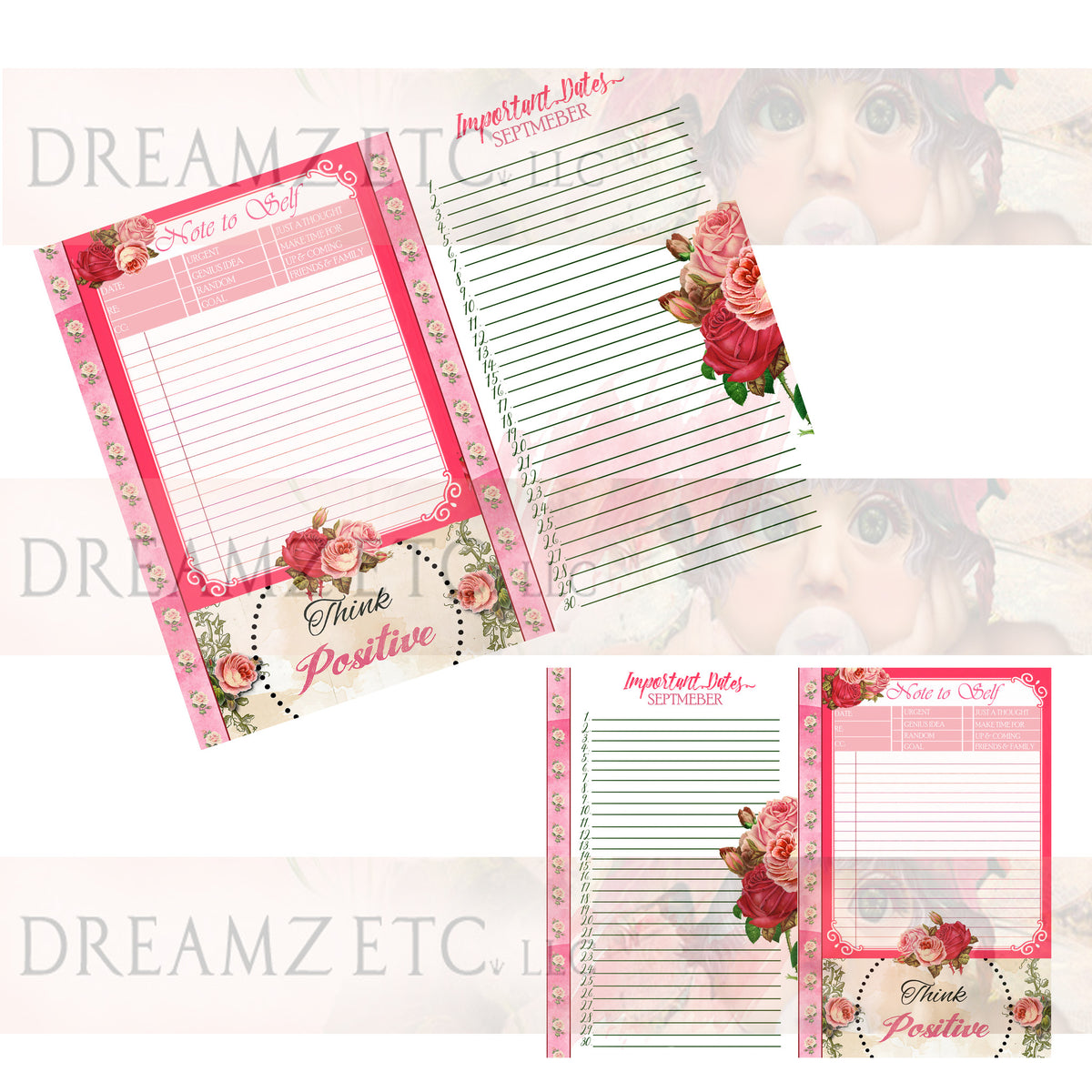 Floral Dreamz Planner/Journal - Important Dates & Note to Self - Printable