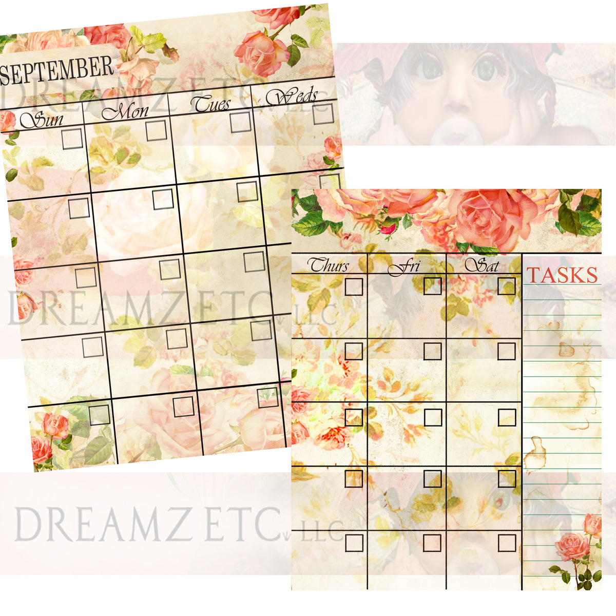 Floral Dreamz Planner Monthly Calendars