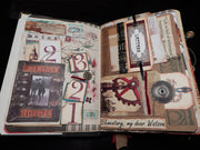 Hand-Stitched Canvas & Embroidery - Vintage Sherlock Travel Theme Book/Journal - HUGE!
