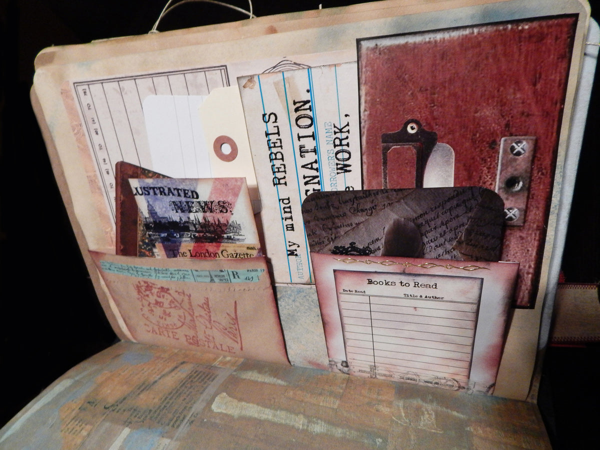 Hand-Stitched Canvas & Embroidery - Vintage Sherlock Travel Theme Book/Journal - HUGE!