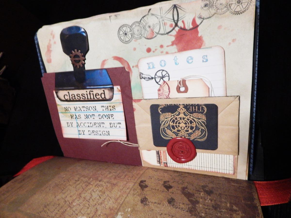 Hand-Stitched Canvas & Embroidery - Vintage Sherlock Travel Theme Book/Journal - HUGE!