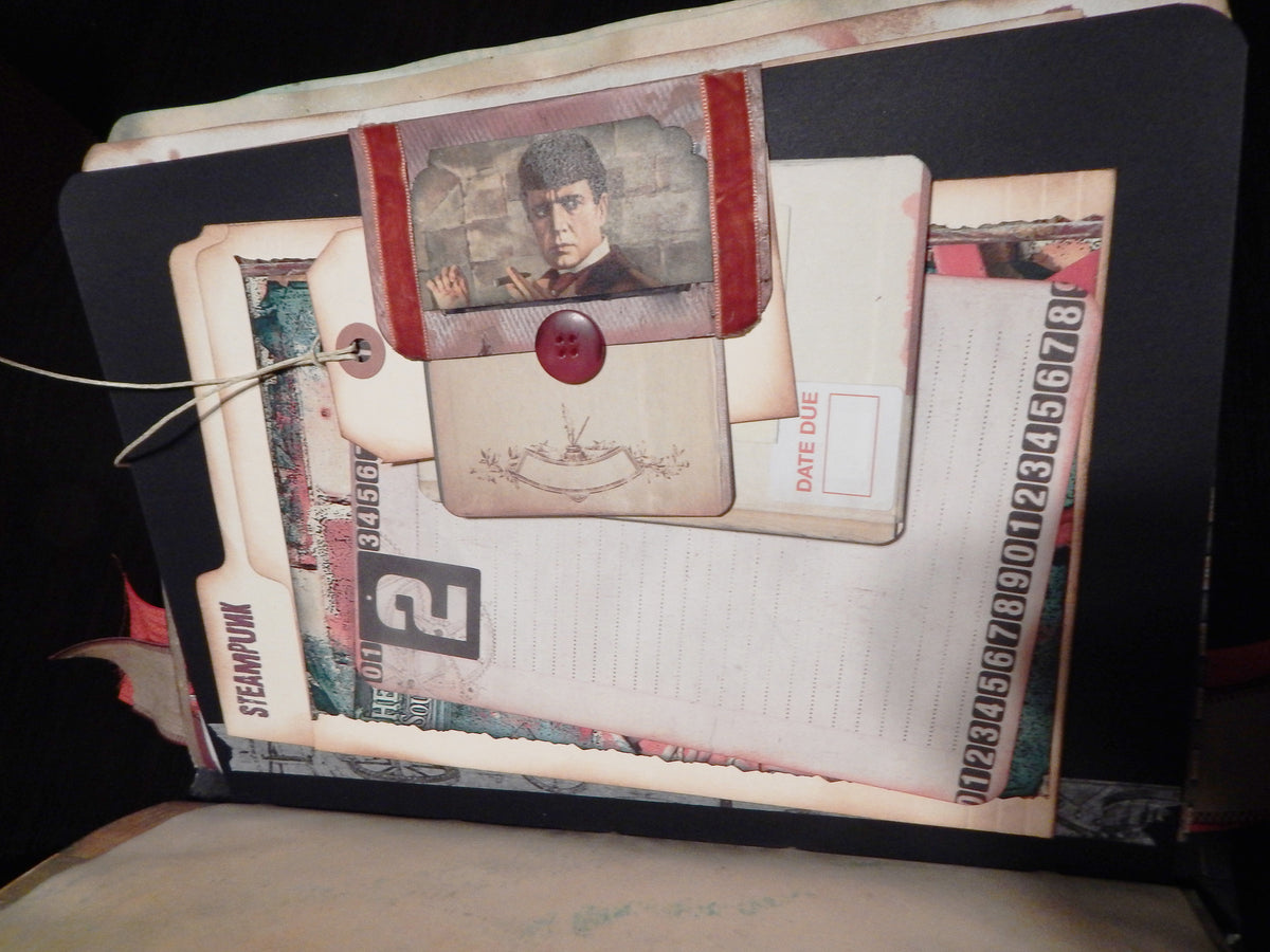 Hand-Stitched Canvas & Embroidery - Vintage Sherlock Travel Theme Book/Journal - HUGE!