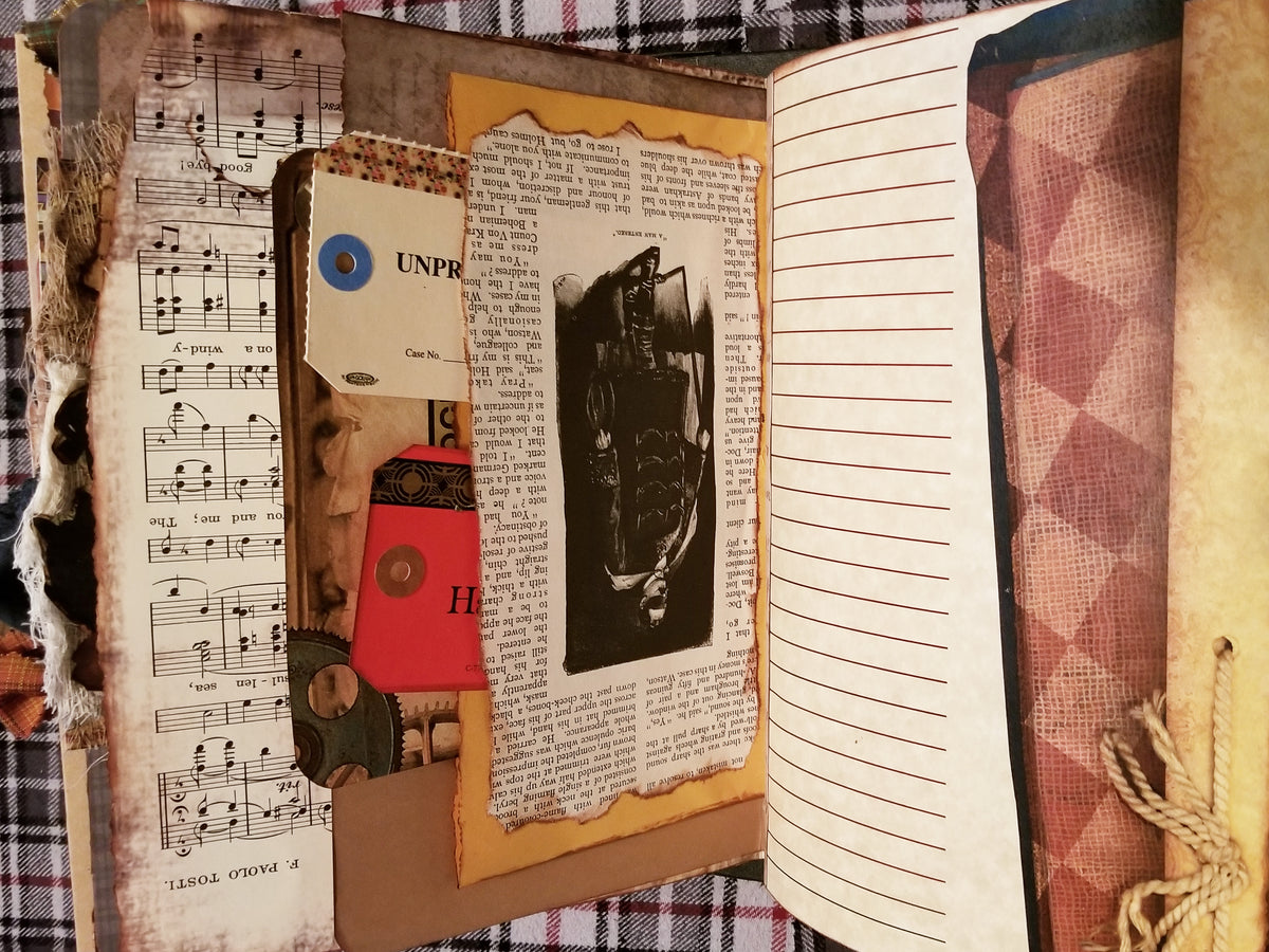 Sherlock Holmes Theme - Journal Etc. - Altered Book - Black - HUGE