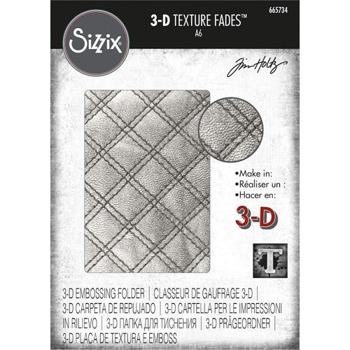 Sizzix 3D Texture Fades Embossing Folder By Tim Holtz - Quilted