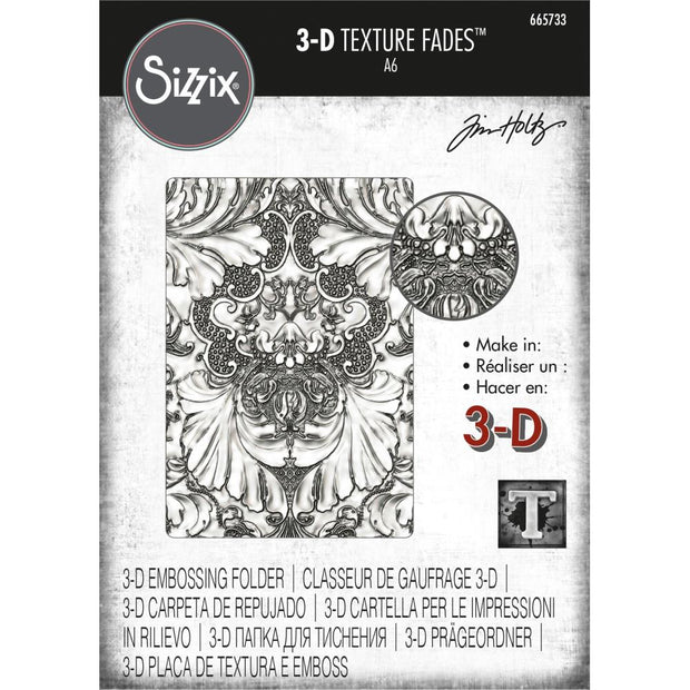 NEW! Sizzix 3D Texture Fades Embossing Folder By Tim Holtz - Damask