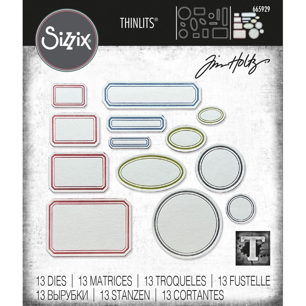 Sizzix Thinlits Dies By Tim Holtz 54/Pkg - Vintage Labels