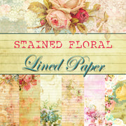 Stained Floral Lined Journal Paper Pack- Digital - 10 Designs