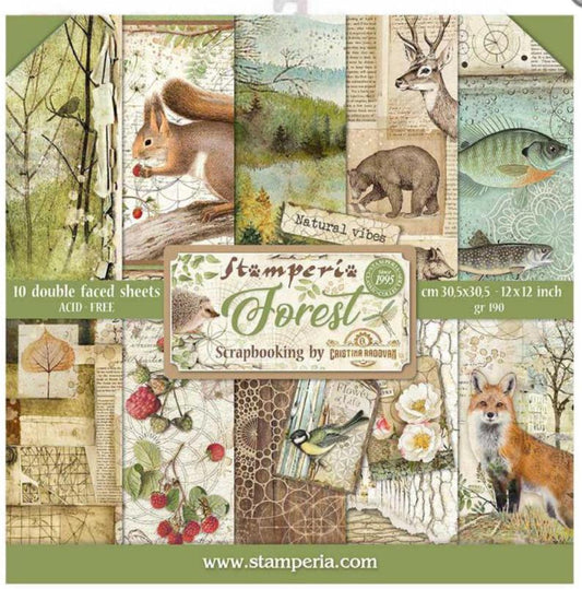 Stamperia 8 X 8 Paper Pack - Forest