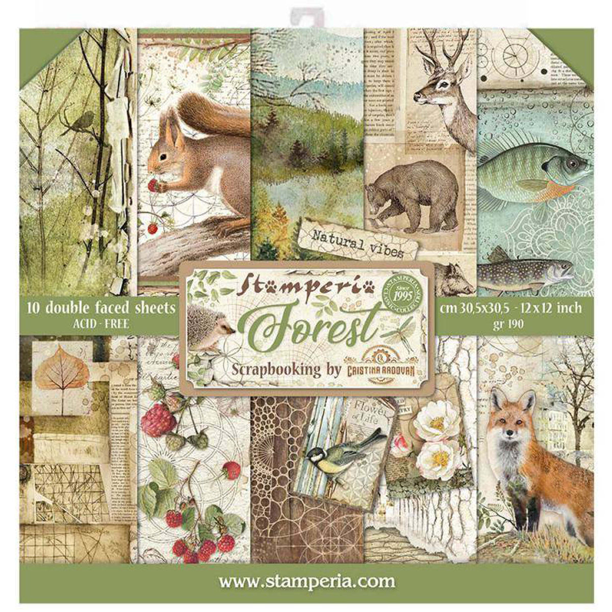 Stamperia 8 X 8 Paper Pack - Forest