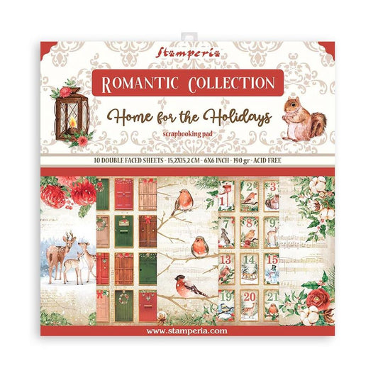 Stamperia Double-Sided Paper Pad 6"X6" 10/Pkg - Home for the Holidays