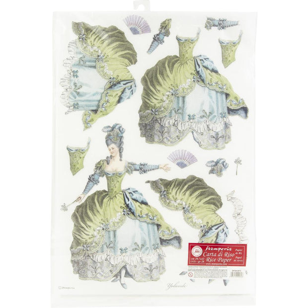 Stamperia Rice Paper Sheet A3 - Princess Lady Green