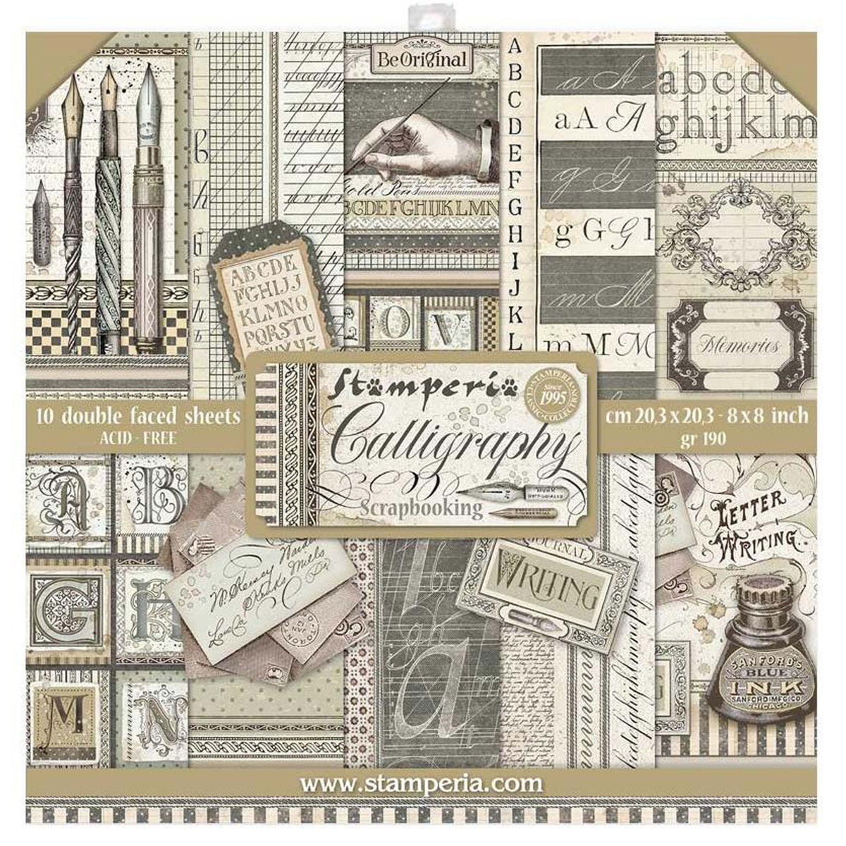 Stamperia 8 X 8 Paper Pack - Calligraphy
