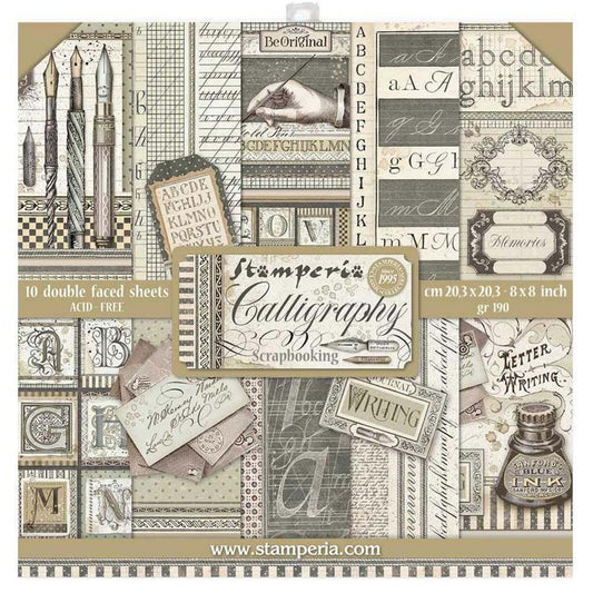 Stamperia 8 X 8 Paper Pack - Calligraphy