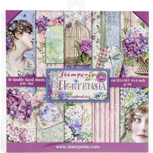 Stamperia 8 X 8 Paper Pack - Hortensia
