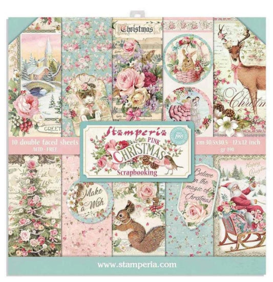 Stamperia 12x12 Paper Pack - Pink Christmas