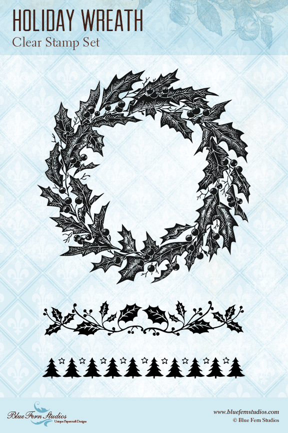 Blue Fern Stamp - Holiday Wreath
