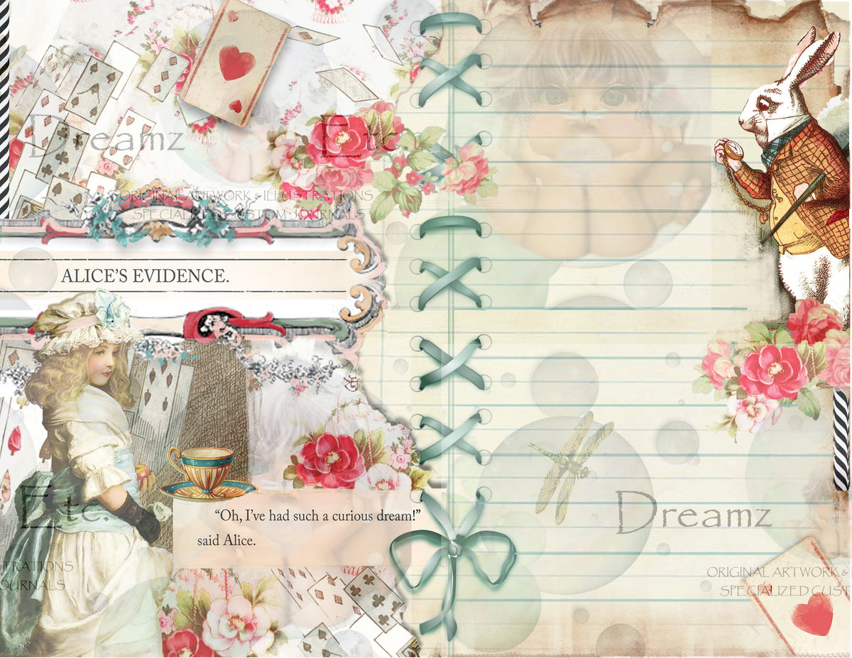 Tea Time Collage - Digital Journal Kit - Designer Lined Journal Papers