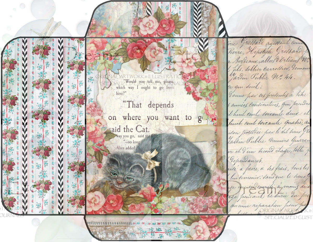 Tea Time Collage - Digital Journal Kit - Envelopes