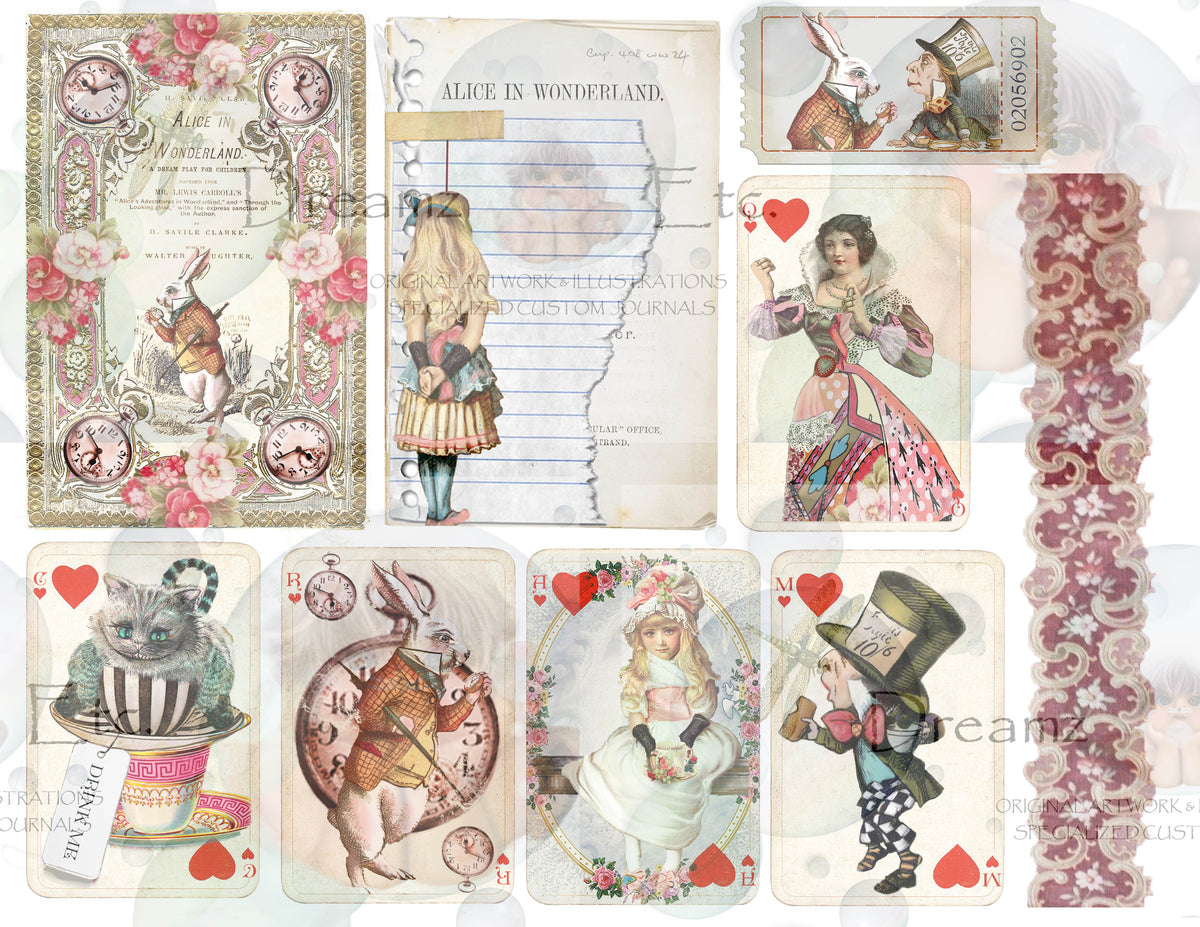 Tea Time Collage - Digital Journal Kit - Ephemera & Journal Cards