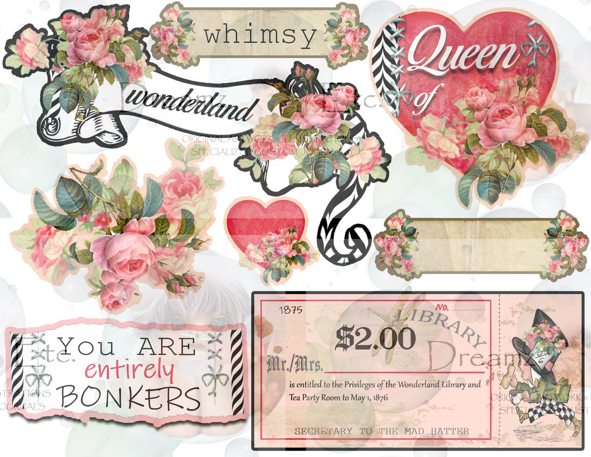 Tea Time Collage - Digital Journal Kit - Ephemera & Journal Cards
