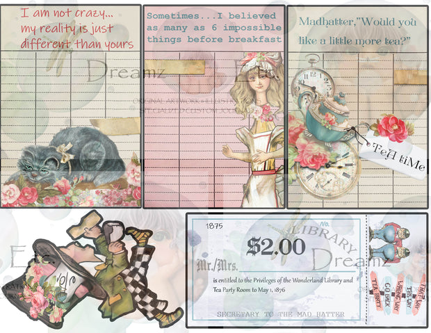 Tea Time Collage - Digital Journal Kit - Ephemera & Journal Cards