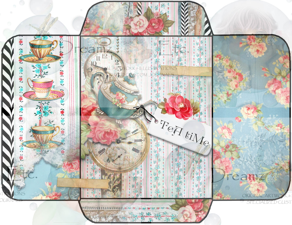Tea Time Collage - Digital Journal Kit - Envelopes