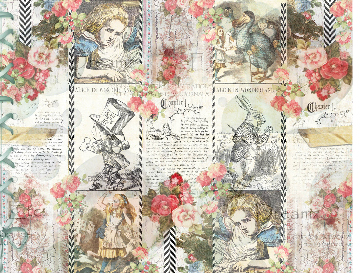 Tea Time Collage - Digital Journal Kit - Designer Background Papers