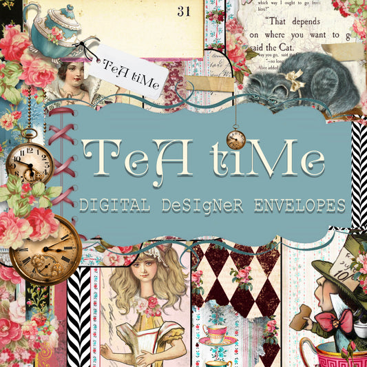 Tea Time Collage - Digital Journal Kit - Envelopes