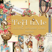 Tea Time Collage - Digital Journal Kit - Designer Lined Journal Papers