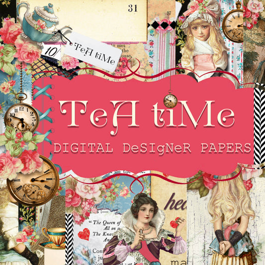 Tea Time Collage - Digital Journal Kit - Bundle Pack