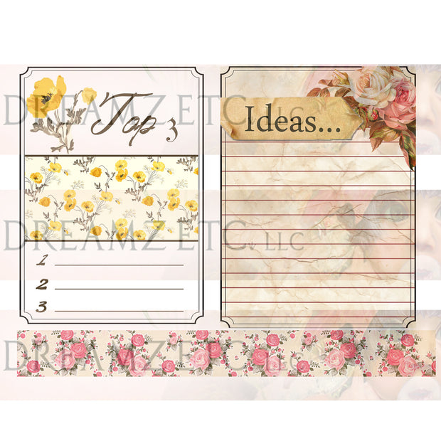 Floral Dreamz Collection - Journal Cards & Borders - Printable