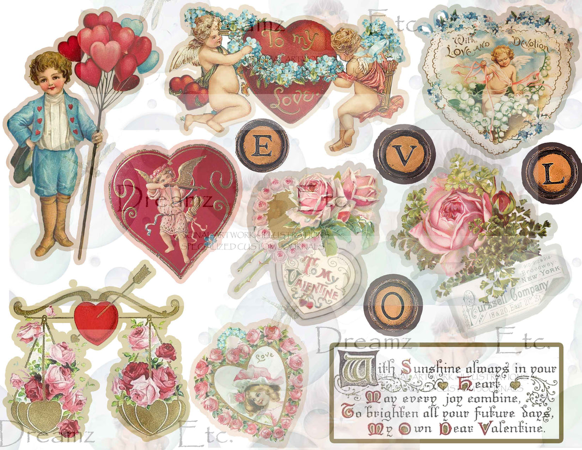 Victorian Splendor Paper Dolls, Cards & Valentines - Digital Kit