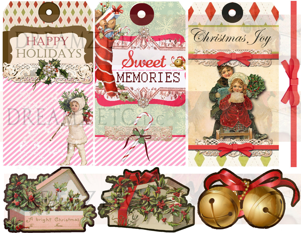 Vintage Christmas Charm - Digital Bundle Pack - Digital Journal Kit