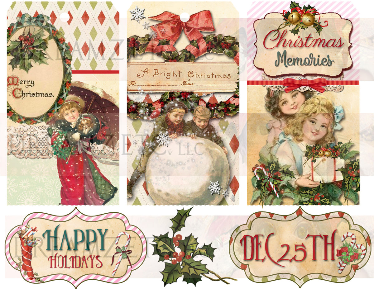 Vintage Christmas Charm - Digital Bundle Pack - Digital Journal Kit