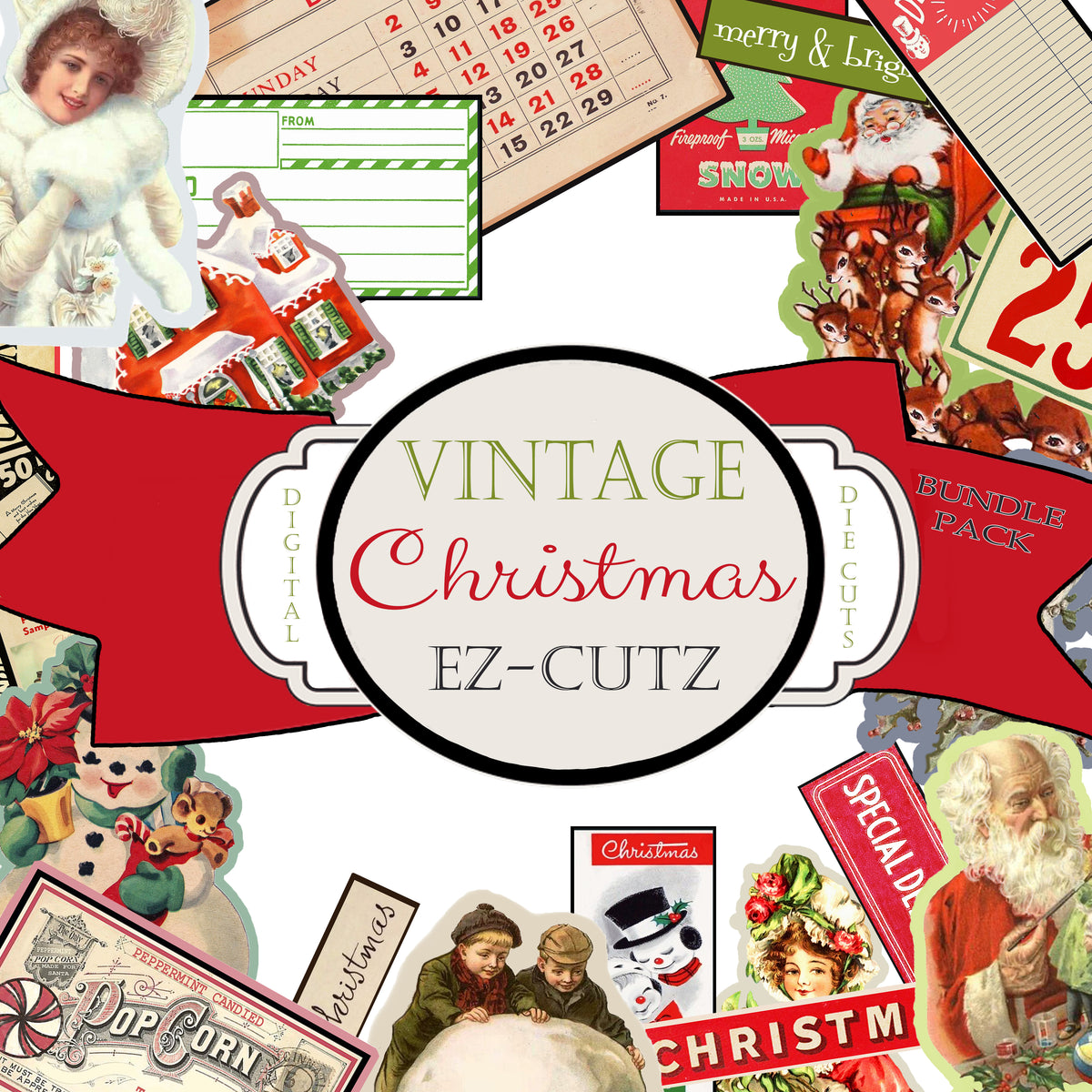 Vintage Christmas EZ-CUTZ - Digital Die Cuts - Bundle Pack