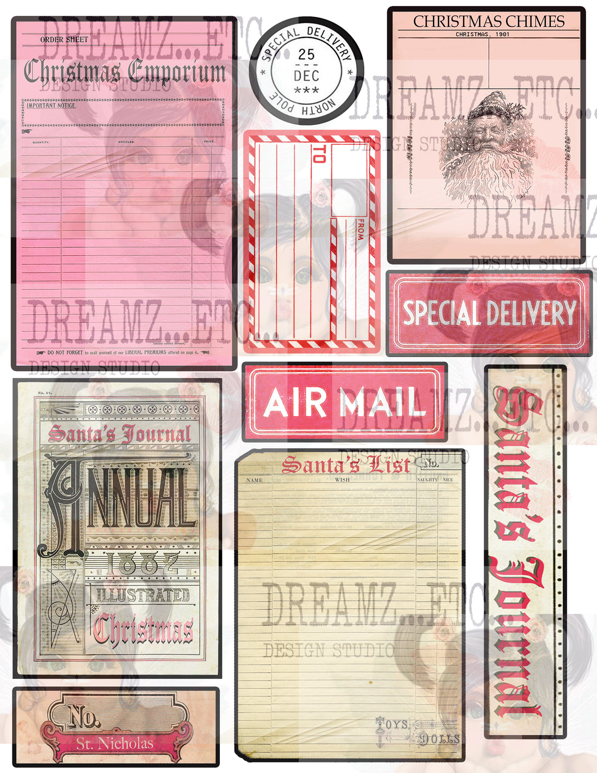 Vintage Christmas EZ-CUTZ - Digital Die Cuts - Bundle Pack