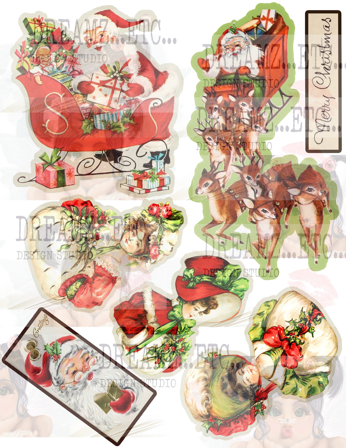 Vintage Christmas EZ-CUTZ - Digital Die Cuts - Bundle Pack