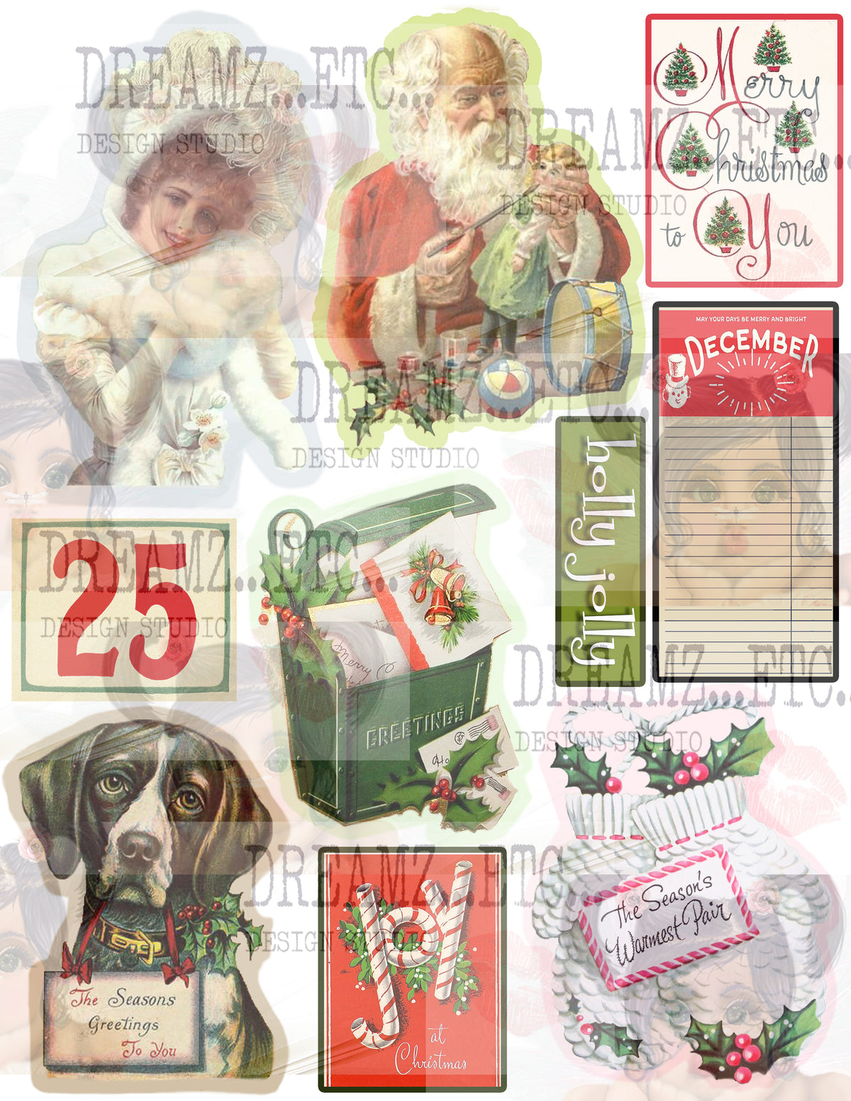 Vintage Christmas EZ-CUTZ - Digital Die Cuts - Bundle Pack