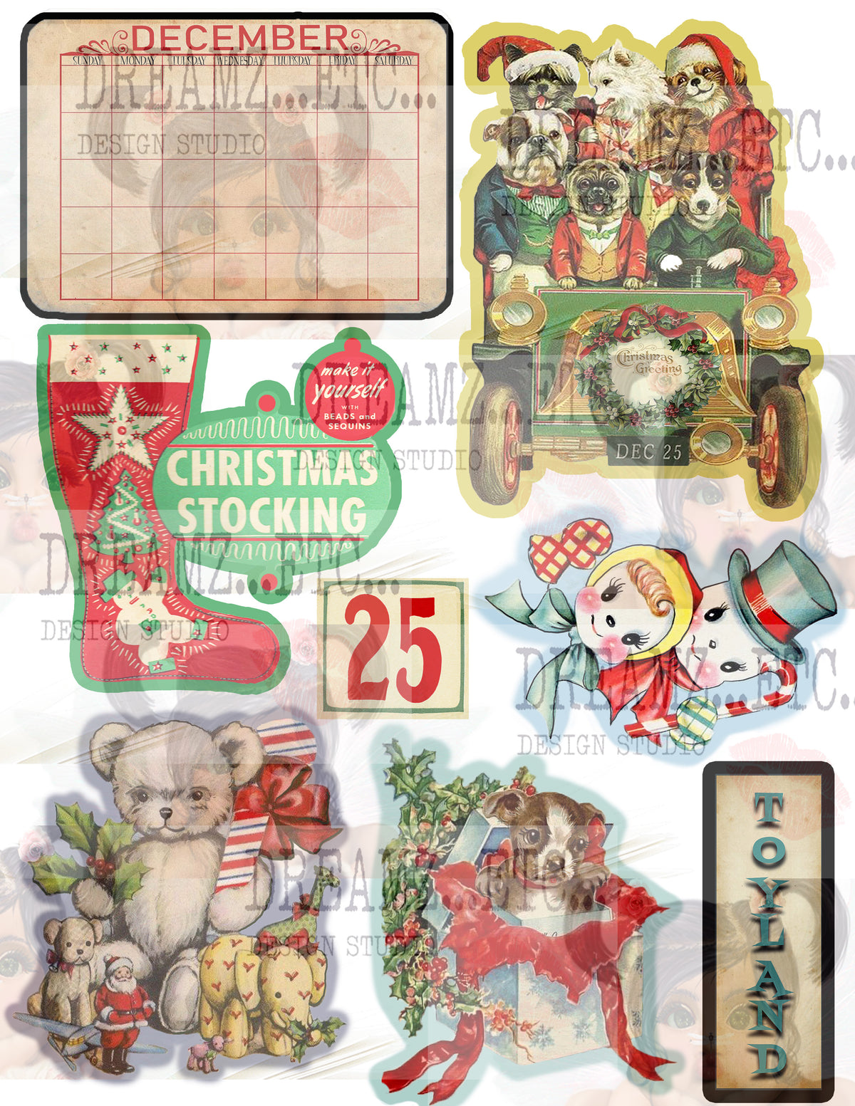 Vintage Christmas EZ-CUTZ - Digital Die Cuts - Bundle Pack