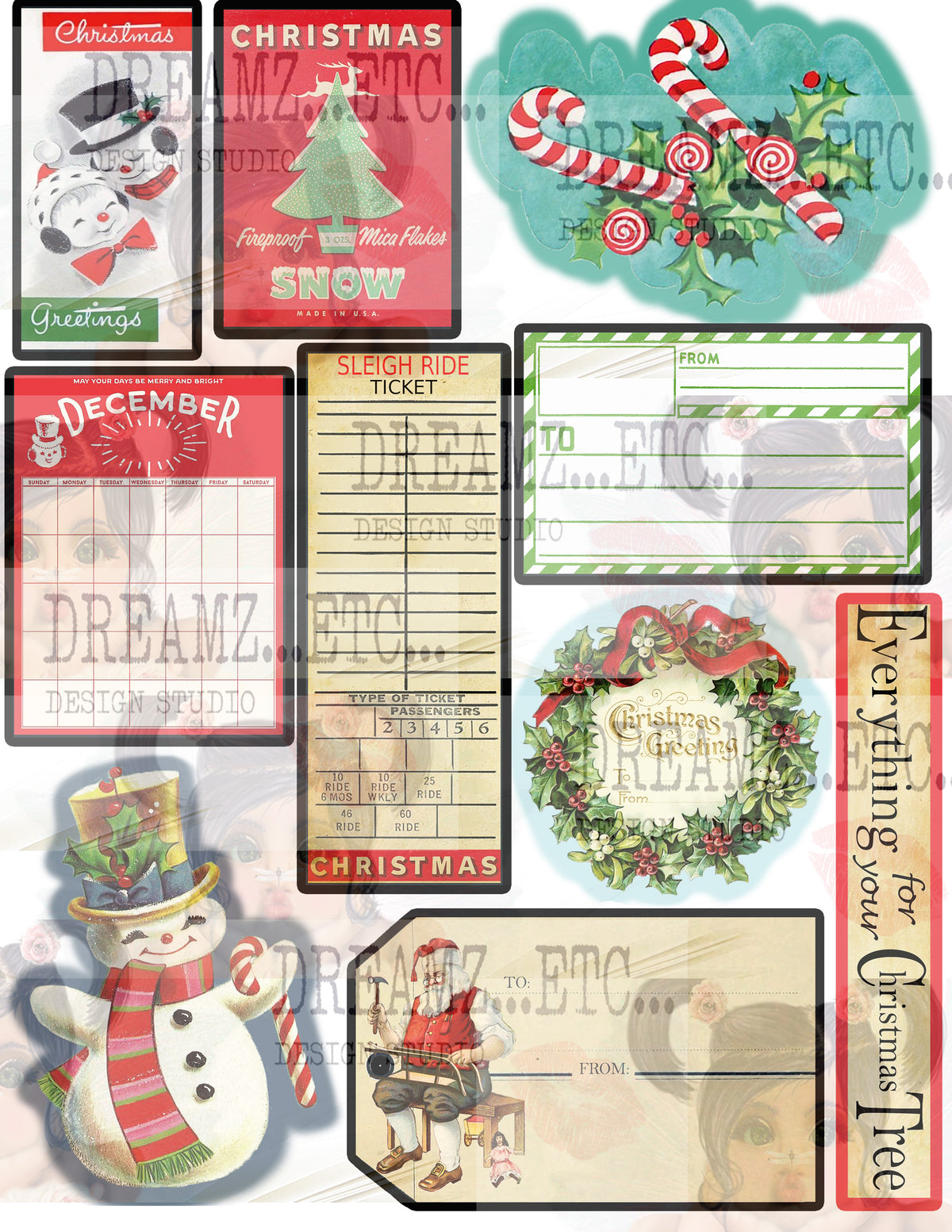 Vintage Christmas EZ-CUTZ - Digital Die Cuts - Bundle Pack