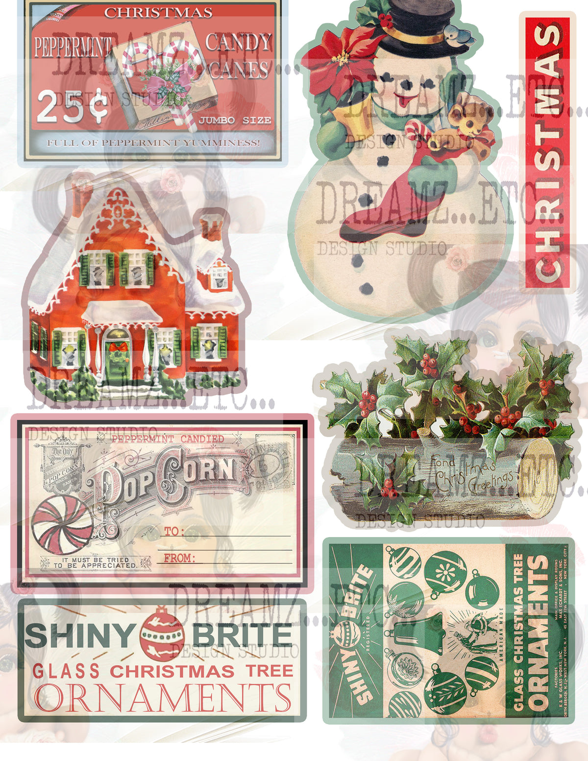 Vintage Christmas EZ-CUTZ - Digital Die Cuts - Bundle Pack