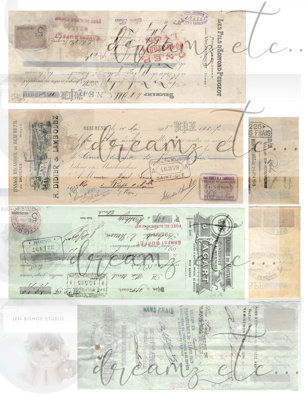 Vintage Stained Papers & Receipts (Bundle) - Digital