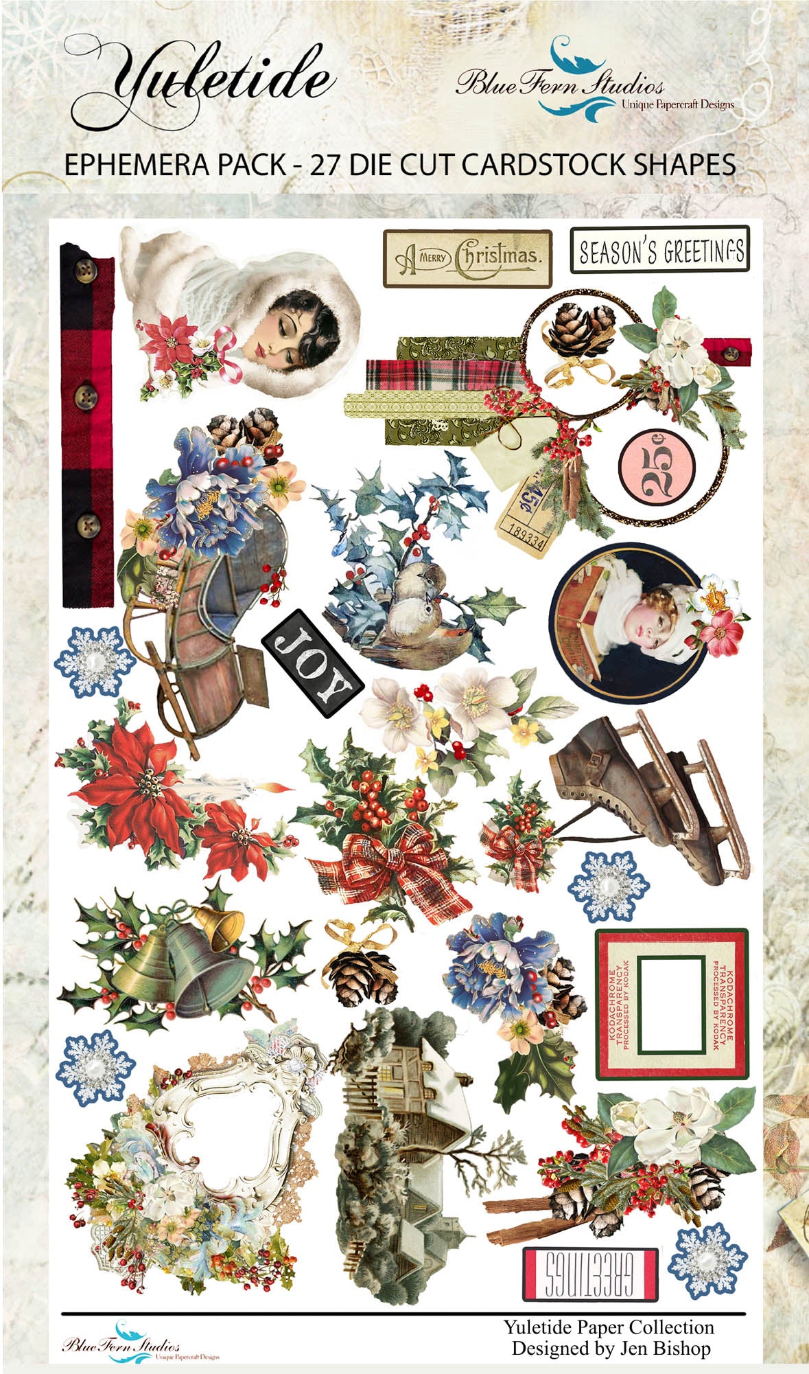 Blue Fern Studios - YULETIDE Ephemera by Jen Bishop